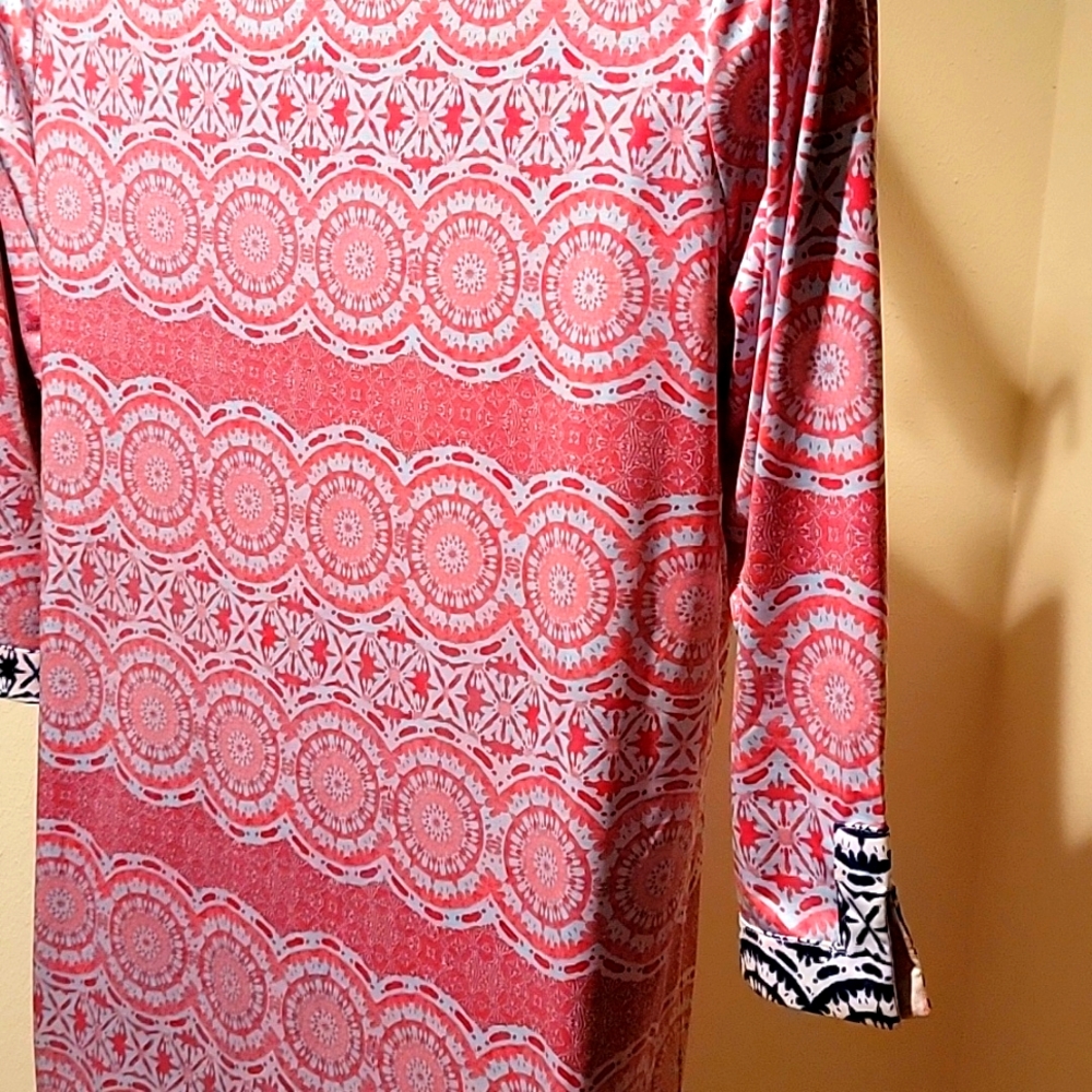 CARIBBEAN JOE PINK AND NAVY BLUE PATTERN DRESS - Picture 4 of 8